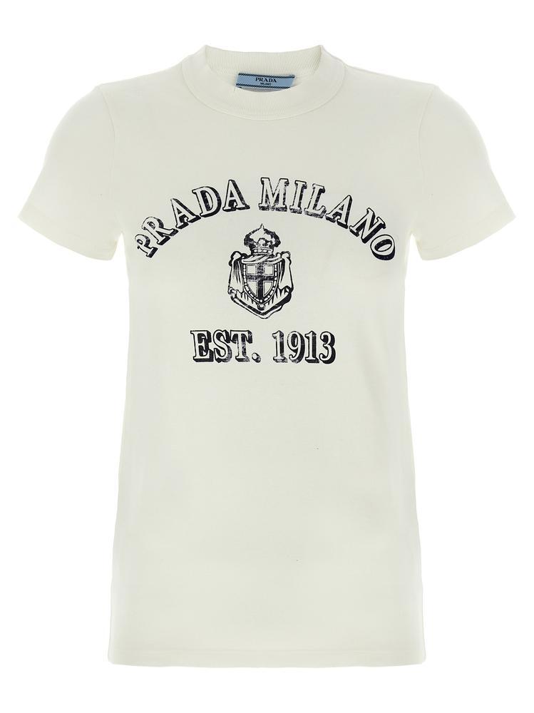 国内発 PRADA ロゴコットンジャージークルーネック半袖Tシャツ