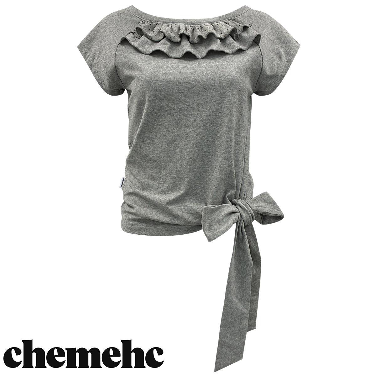 ★chemehc★FRILL TIE TEE (GRAY)★正規品/韓国送料込