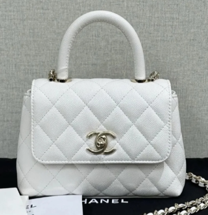 【希少 /白 × シャンパンゴールド】CHANEL ココハンドル 14.5cm