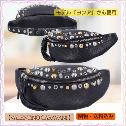 【VALENTINO GARAVANI】スタッド装飾ジップアップ◇ベルトバッグ