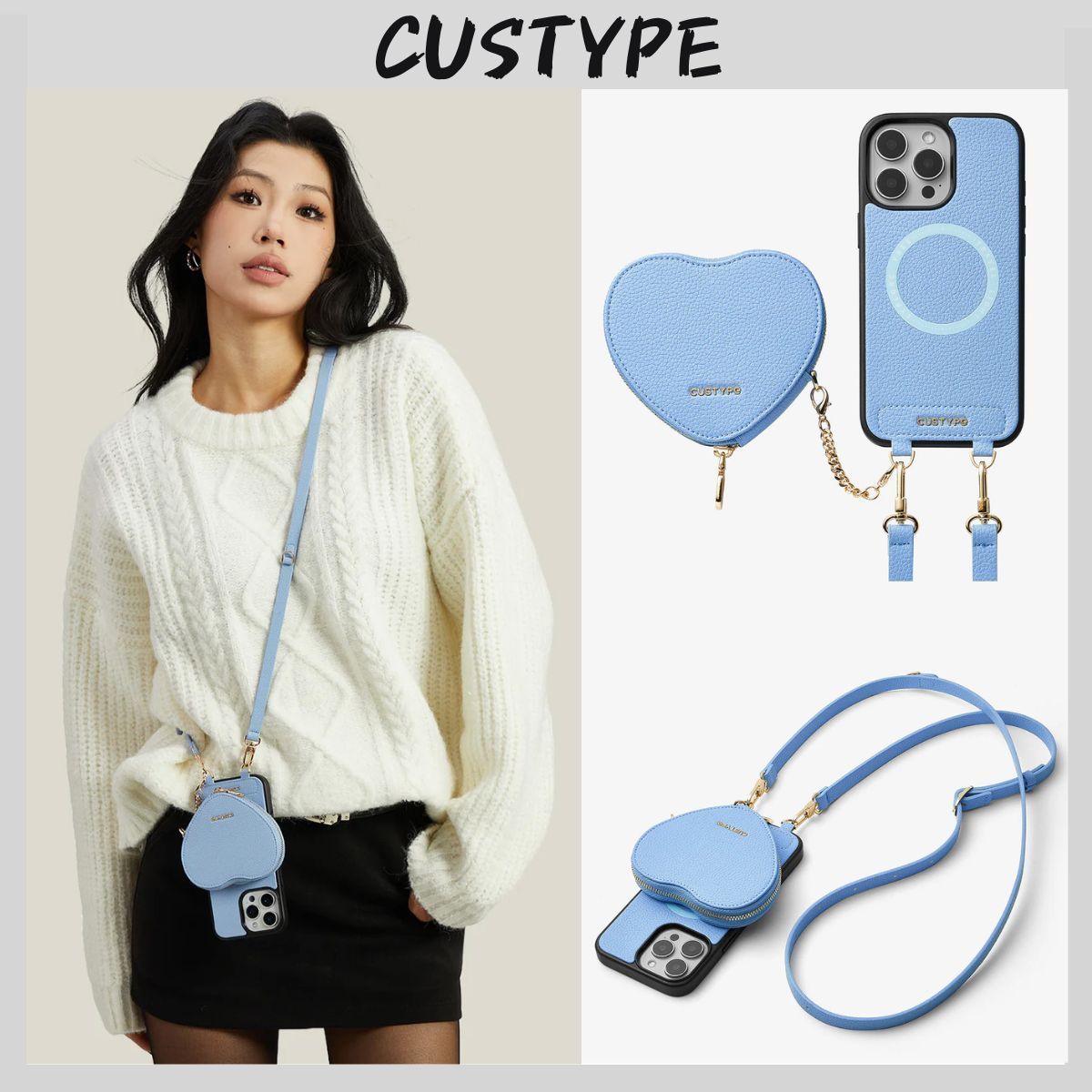Custype iPhoneケース Heart Design Kit ブルー 送料無料