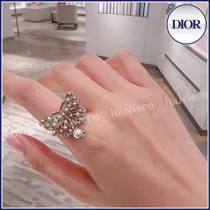 【蝶とパールで指先を彩る♪】DIOR リング