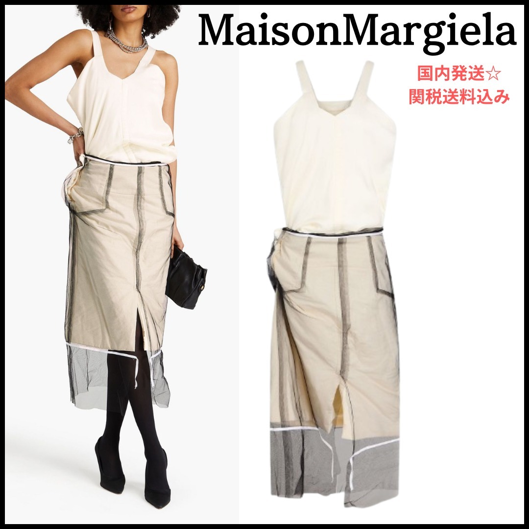 【MaisonMargiela】ツイル&キャンバス&チュール ワンピース