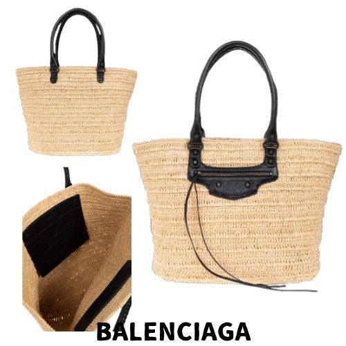 【BALENCIAGA】シティ ミディアム ラフィア バスケットバッグ