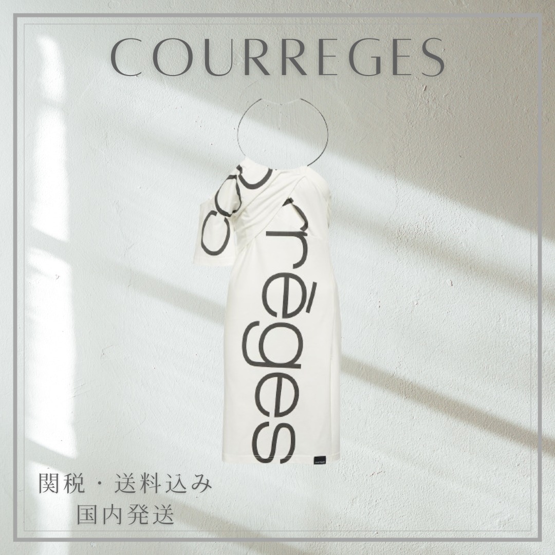 【Courreges】ロゴオフショルダーコットンミニドレス ワンピース