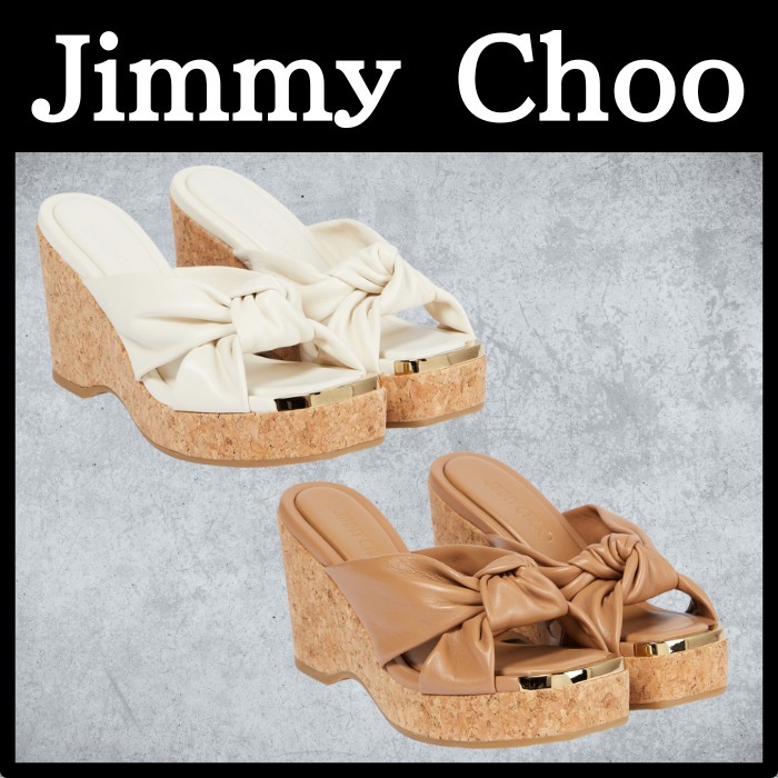 関税・送料込み『Jimmy Choo』アベニューレザーウェッジサンダル