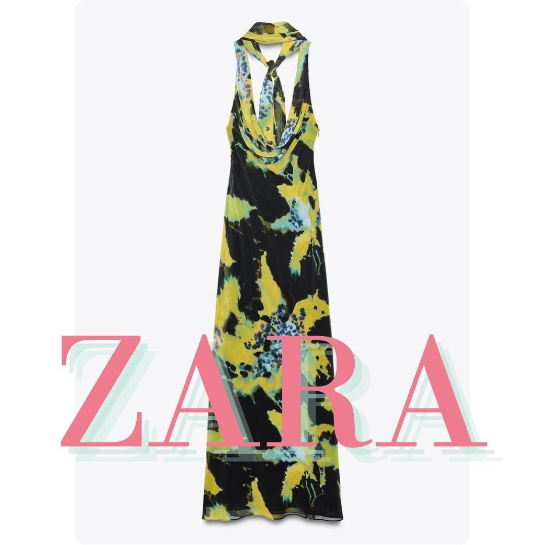 ZARA フールアルプリント柄ロングワンピース 3323/308