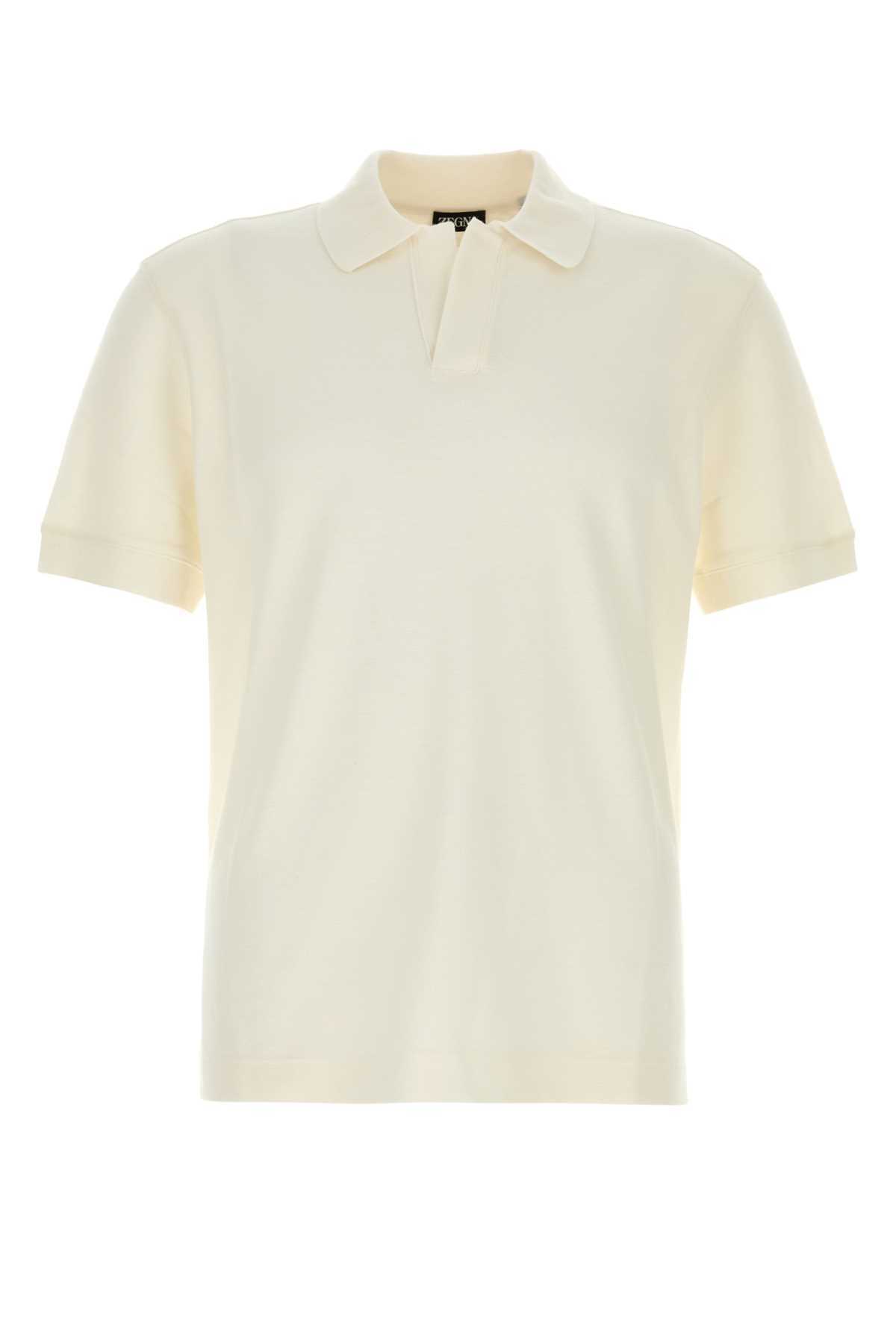 Tシャツ・カットソー ZEGNA Ivory Cotton Blend Polo Shirt