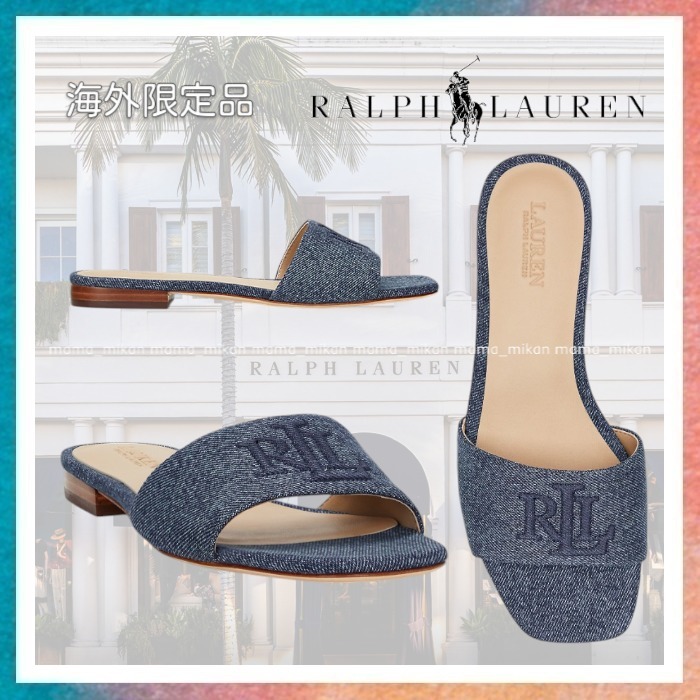 【Ralph Lauren】Everley ウォッシュドデニムスライドサンダル