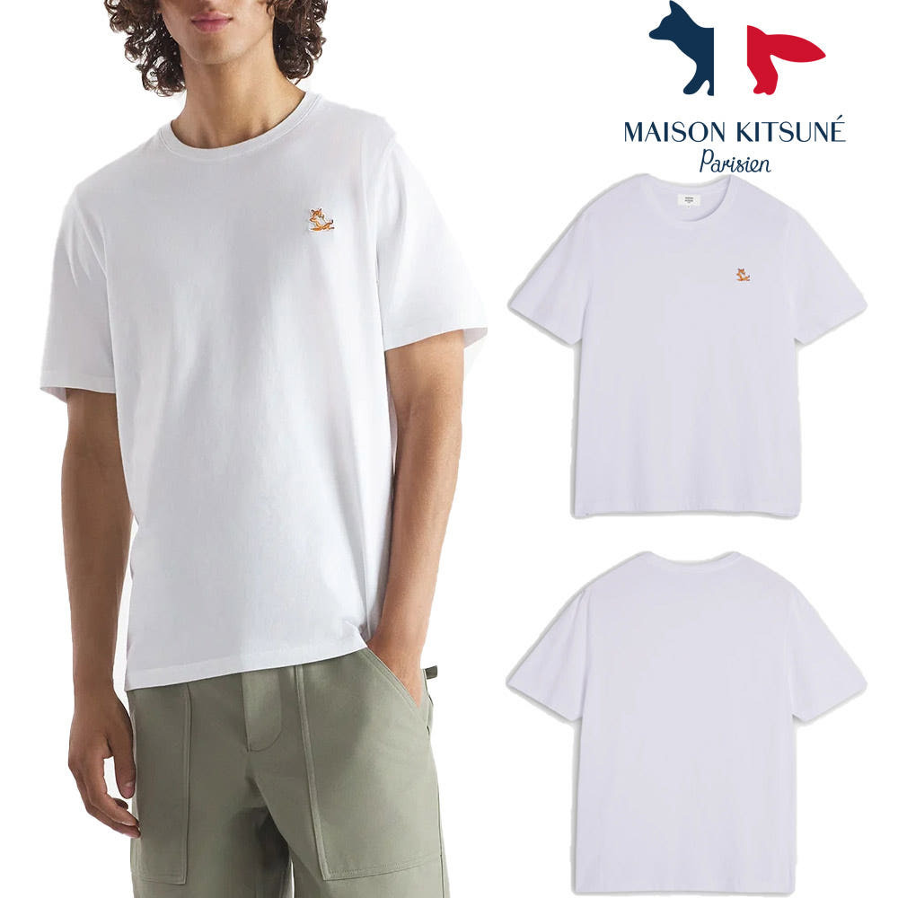 Tシャツ・カットソー [MAISON KITSUNE] CHILLAX FOX PATCH REGULAR TEE-SHIRT WHITE