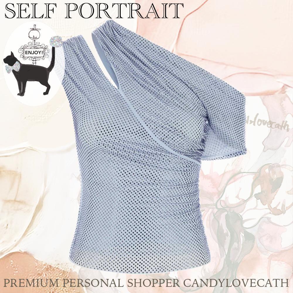 Tシャツ・カットソー SELF PORTRAIT Embellished Stretch Mesh Top