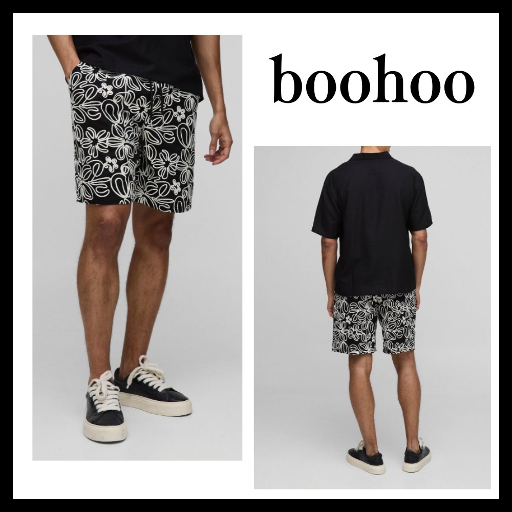 ◆boohoo◆リラックスロープアップリケショーツ