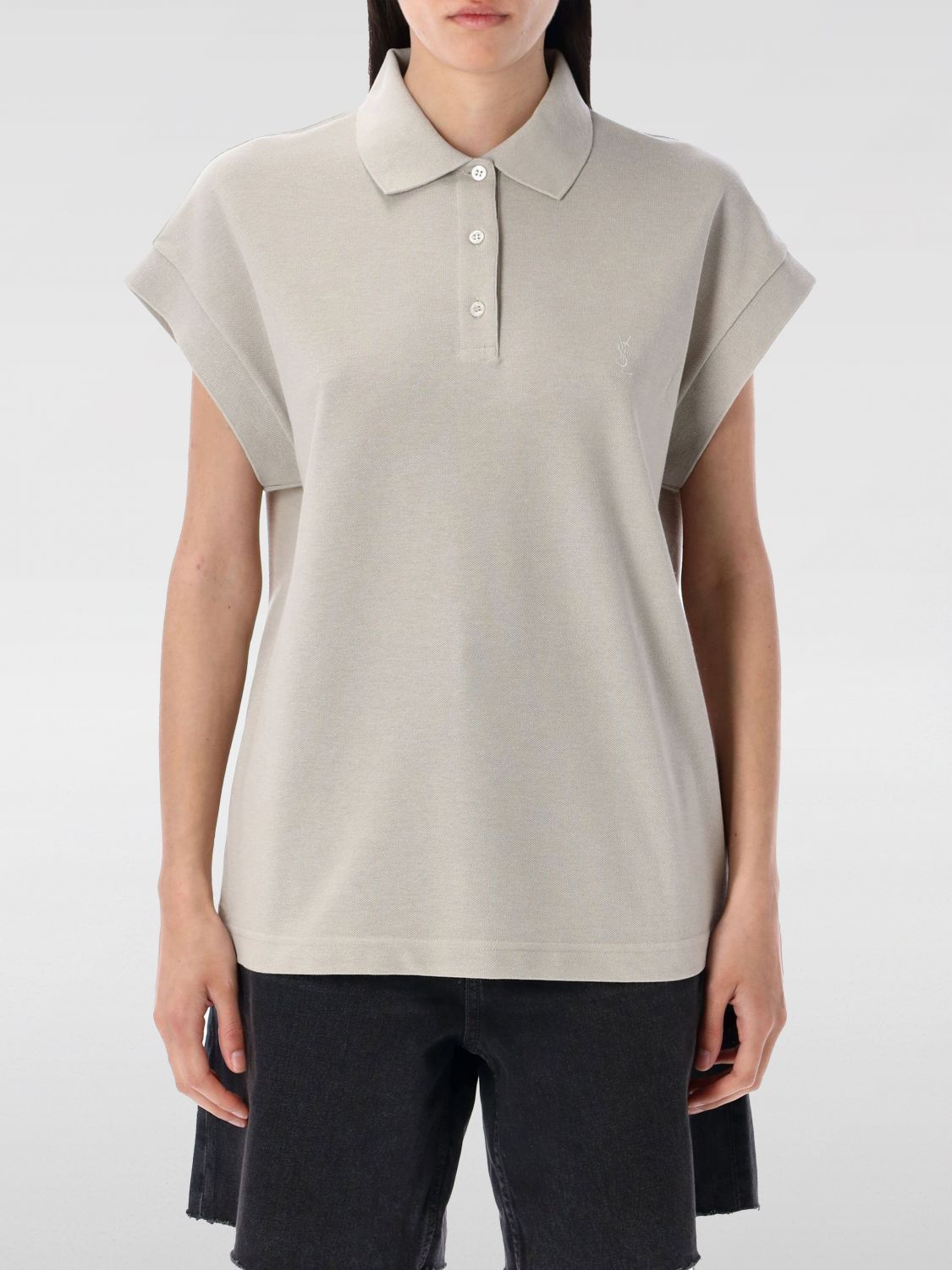 Tシャツ・カットソー SAINT LAURENT Woman Polo Shirt Grey 824091Y37HC 9124