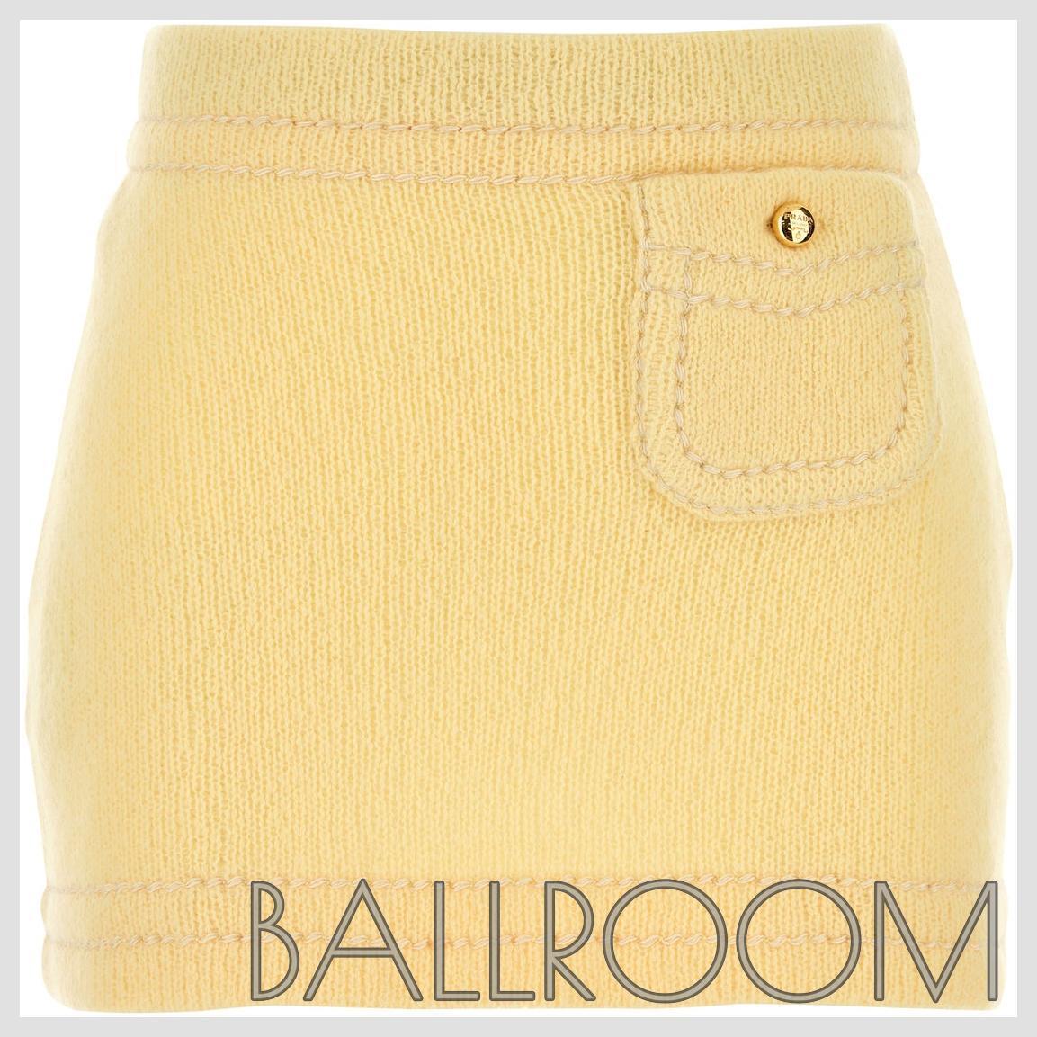 ミニスカート PRADA YELLOW CASHMERE MINI SKIRT