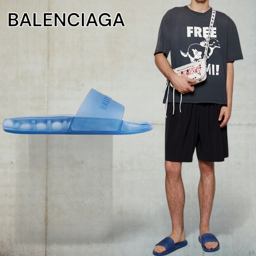 【BALENCIAGA】プール透明スライドサンダル ブラック