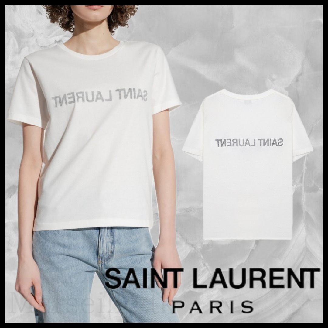 SAINT LAURENT サンローラン リバースロゴ Tシャツ 665234Y37AW