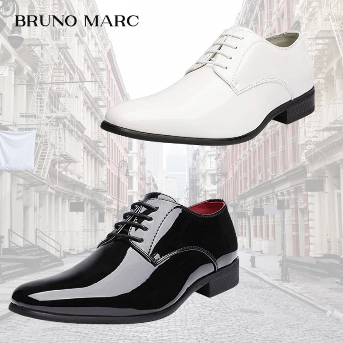 US限定☆ Bruno Marc フェイクパテントレザー ビジネスシューズ