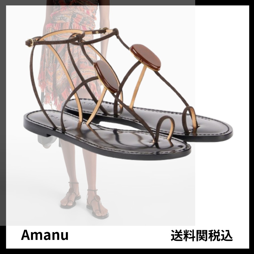 送料関税込み★Amanu★カイロ装飾レザーサンダル