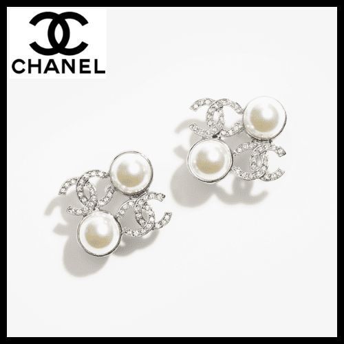 **《パール×CCロゴ》**【CHANEL】 25SS新作 クリスタル ピアス