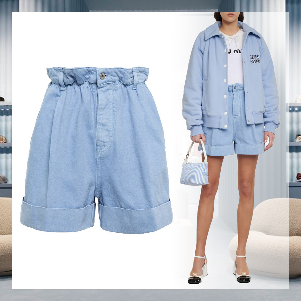 MiuMiu ハイウエスト デニムショーツ カジュアル シンプル 夏