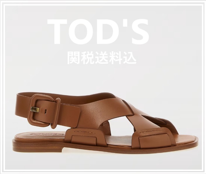 【イタリア直送】在庫少 TOD'S ロゴ レザー フラット サンダル
