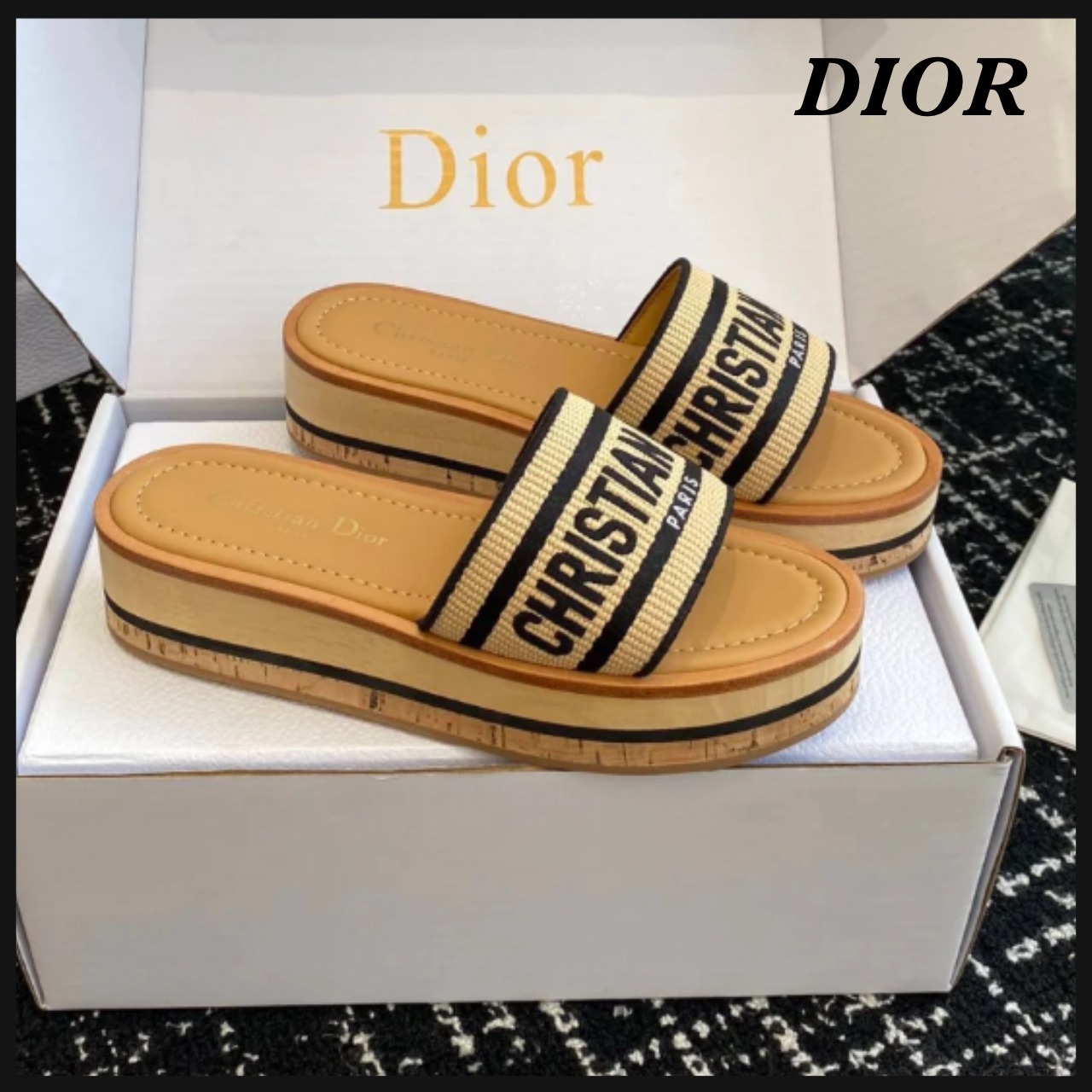 【すぐ届く♪】Dior Dway プラットフォームスライド サンダル