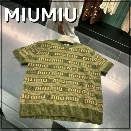 MIUMIU ニット カットソー 編み 2023年SS コットン グリーン