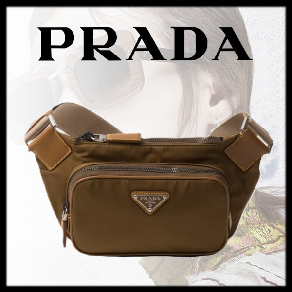 日本未入荷【PRADA】Re-Nylon x レザー ベルトバッグ、ベージュ