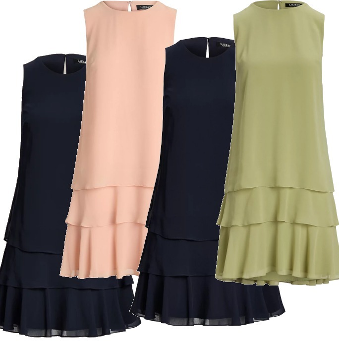 【Lauren Ralph Lauren】Crinkle Georgette Shift Dress