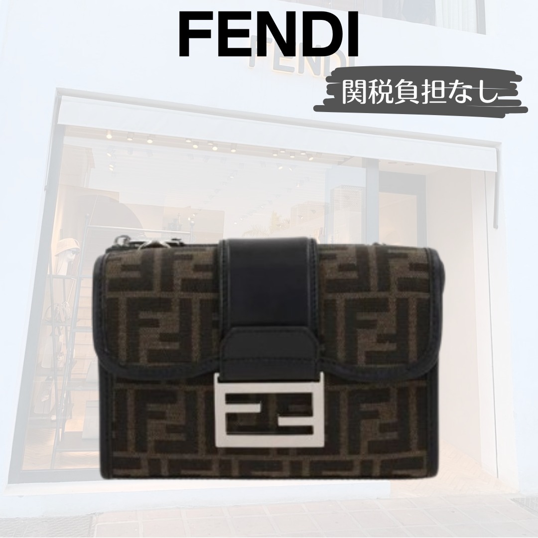 VIP【FENDI】ジャカードFF ダブルバゲット ショルダーバッグ★BR