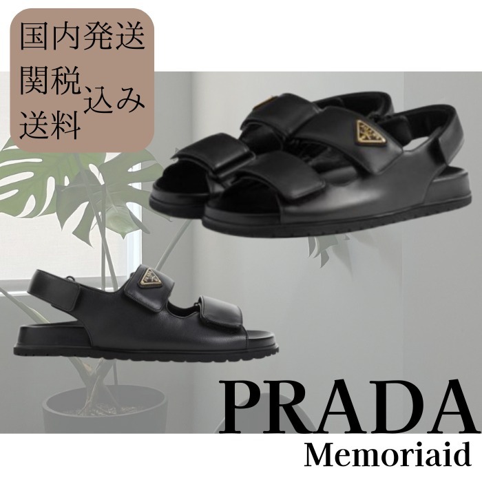 【可愛いロゴ入り♪】PRADA ナッパレザー サンダル