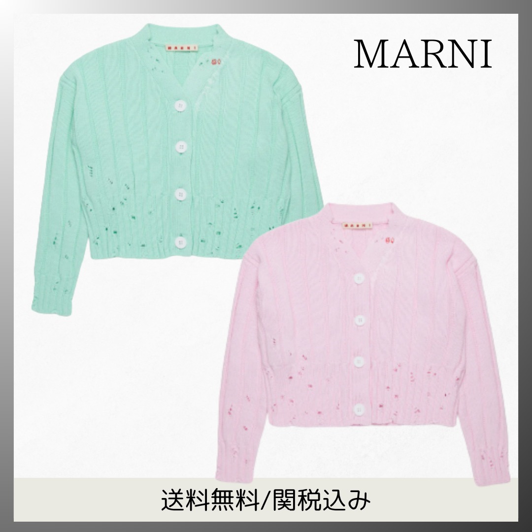 MARNI◆ ダメージ加工 ロゴ 刺繍 カーディガン《大人もOK!》