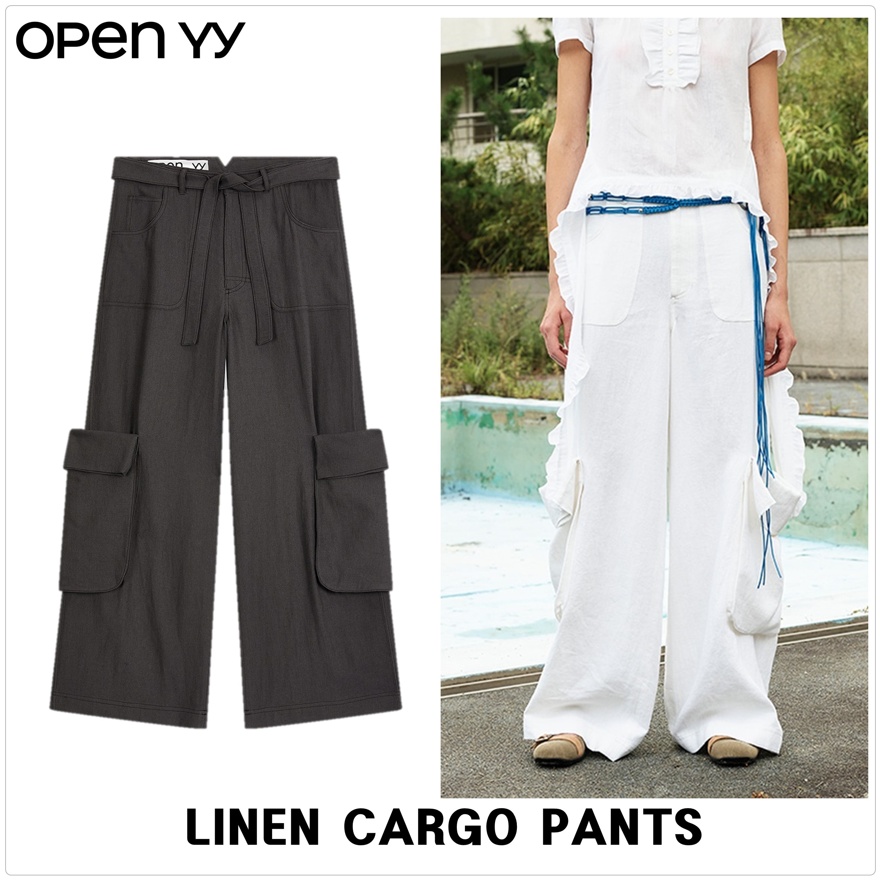 [OPEN YY] LINEN CARGO パンツ★新作・25SS★韓国★関税込み★