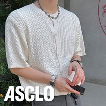 ASCLO(エジュクロ) カーディガン Pleddy Cotton Knit Short Sleeve Cardigan (4color)