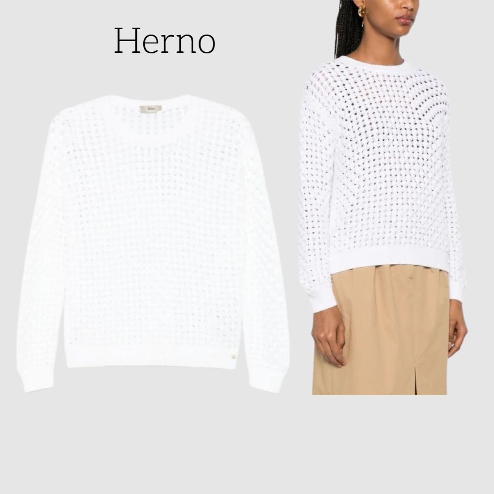 Herno★クルーネック レースステッチ セーター