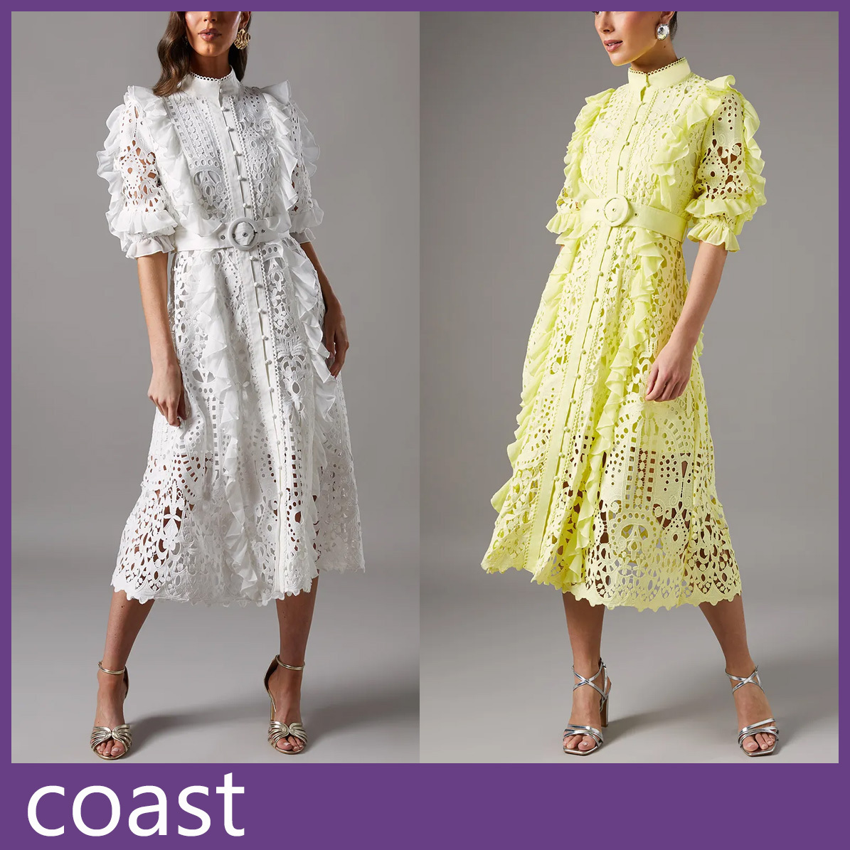 Coast☆Lace Ruffle Shirt Dress ワンピース 2色【UK発】