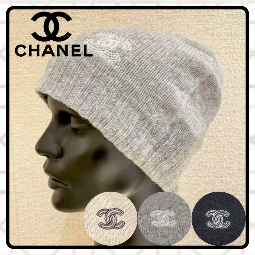 【ワンポイントのCCが魅力♪】CHANEL ニットキャップ