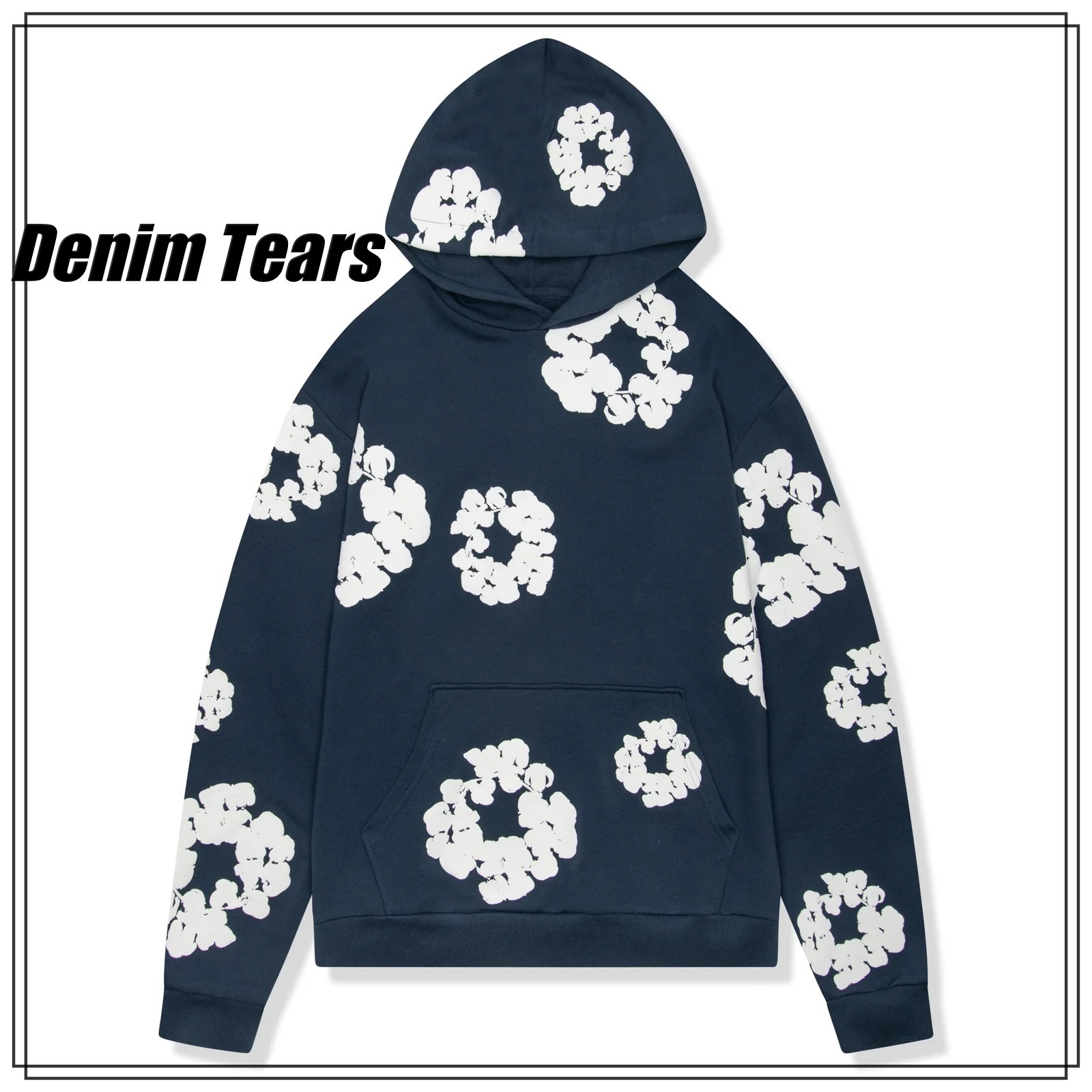 Denim Tears コットン ネイビー長袖パーカー 関税送料込み