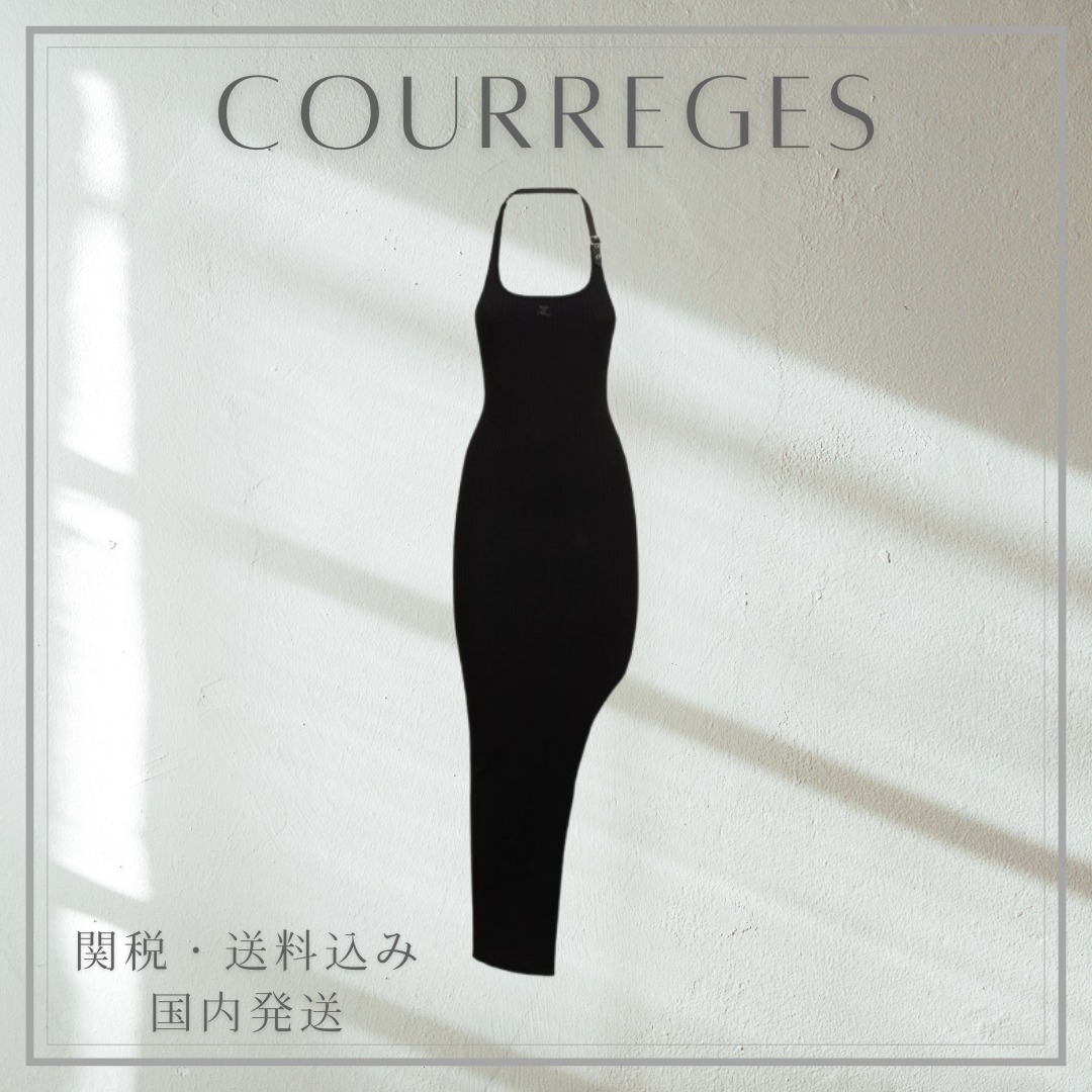 【Courreges】Holistic Buckle リブニットドレス ワンピース