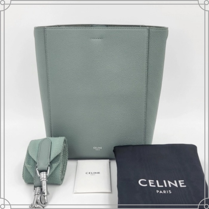 CELINE Sangle Small 2way グリーン【A-ランク 美品 保存袋付】