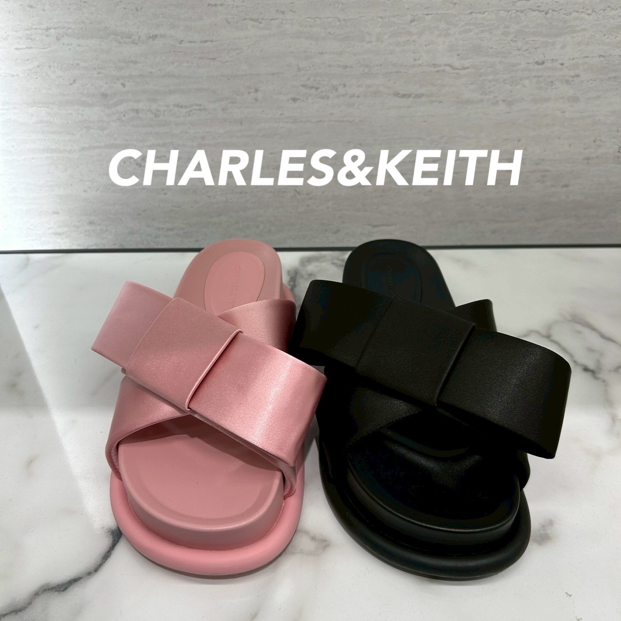 ★CHARLES&KEITH★Satin Bow Flatform Sandals サンダル/送料込