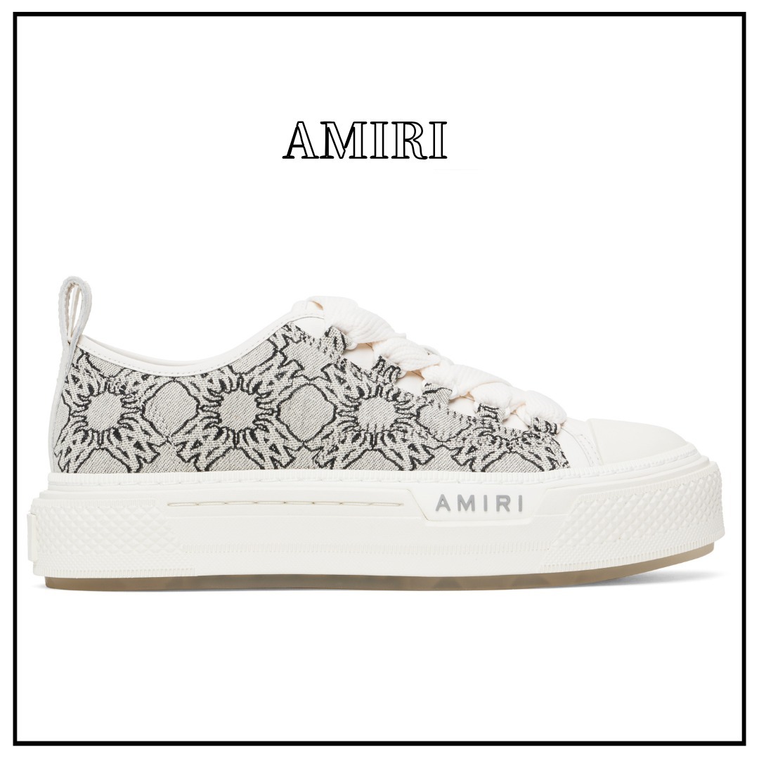 【AMIRI】グレー MA Quad Courtジャカード ローカットスニーカー