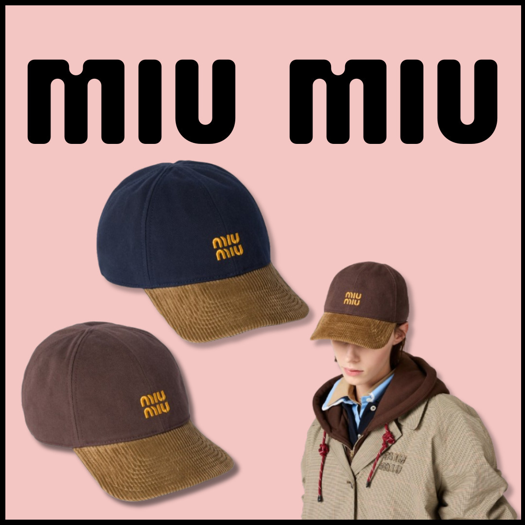 【MIU MIU】ベースボールキャップ デニム コーデュロイ ロゴ