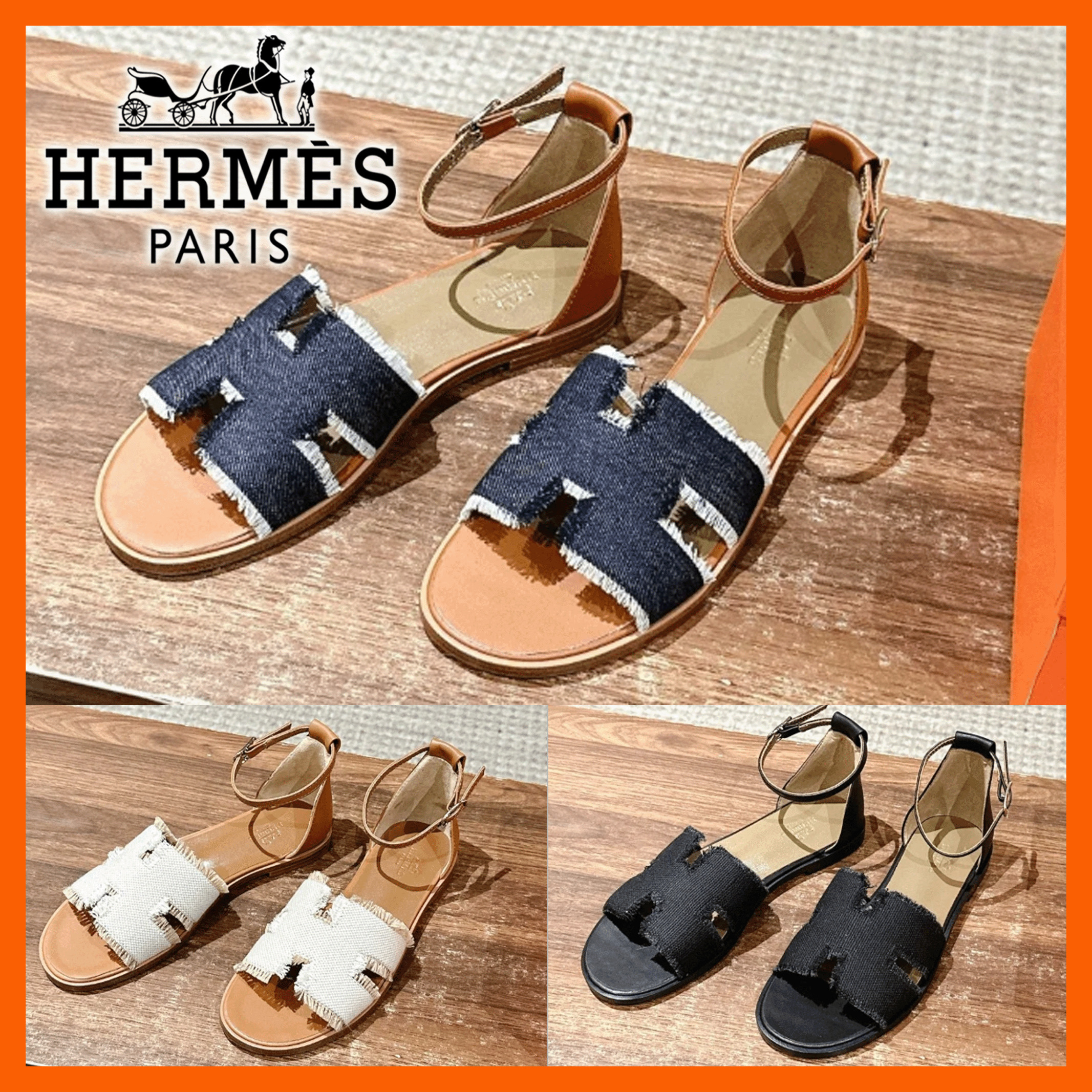 シンプル上品なデザイン☆【HERMES】サントリーニ サンダル
