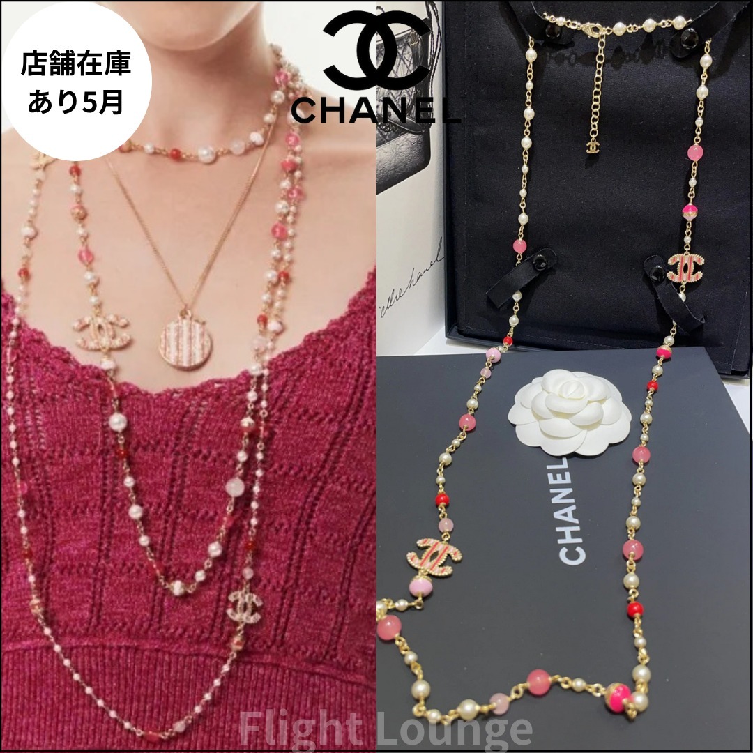 コレクションモデル着用☆CHANEL ロゴ×パール ネックレス