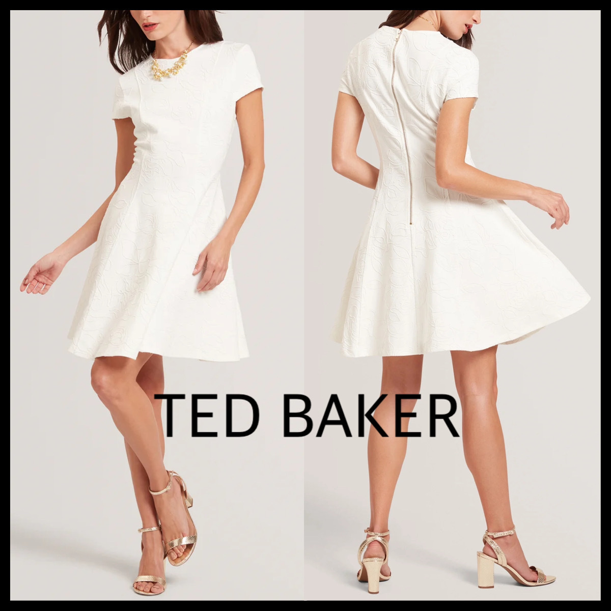 TED BAKER* CLODAA エンブロイダー ミニ フレアドレス