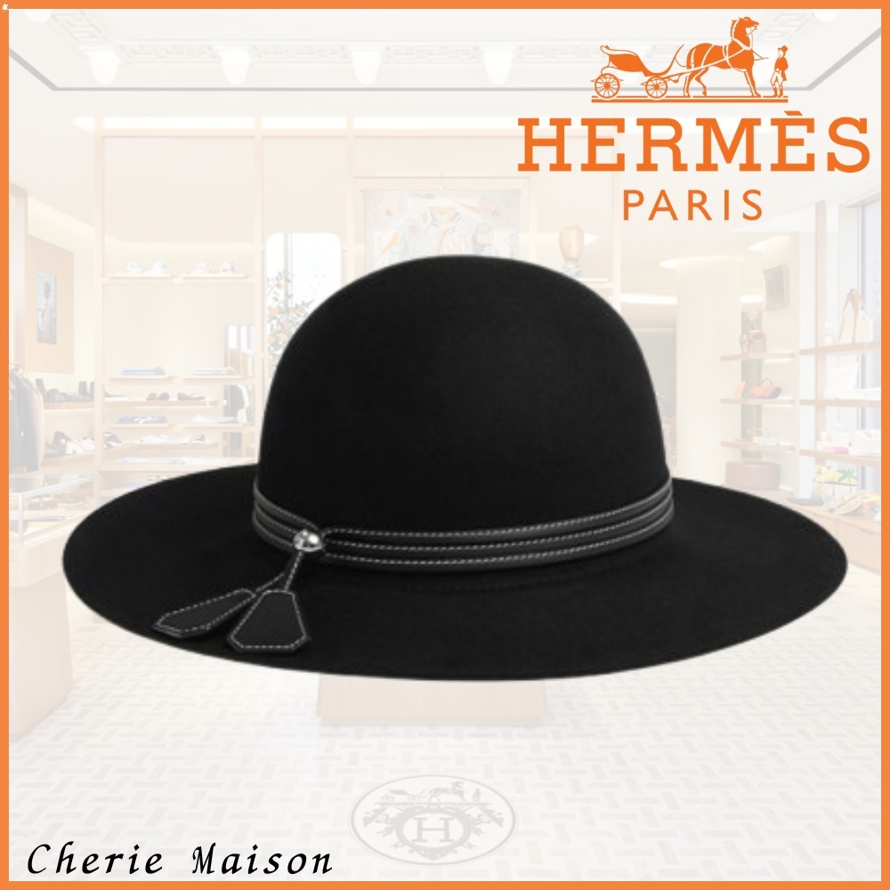 【レザーバンドが魅力】HERMES ハット Betty Ex-Libris 帽子