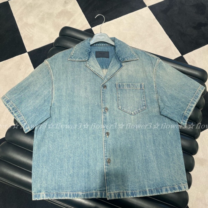 PRADA プラダ デニム ボウリングシャツ