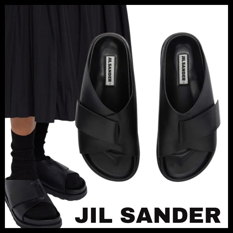 ★JIL SANDER★ ジルサンダー レザー クロスストラップ スライド