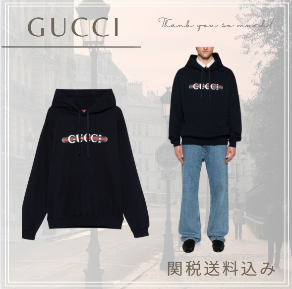 【関税送料込】GUCCI LOGO COTTON HOODIE パーカー 人気